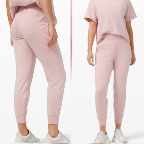 RARE Lululemon LA Warm Down HR Joggers - MINK PINK Confetti print - Picture 1 of 7